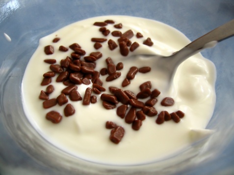 Mousse di yogurt e gocce di cioccolato