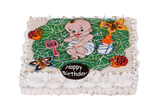 Decorazioni per le torte di compleanno dei bambini: crema di burro e cialde da pasticceria