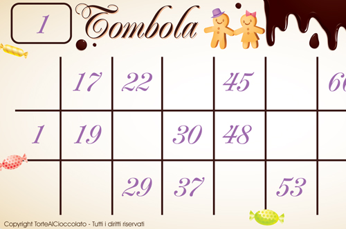 cartelle tombola gratis torte cioccolato