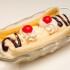 La banana split con cioccolato e gelato