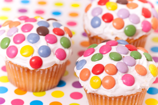 Muffin ganache cioccolato bianco smarties