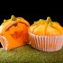 Muffin alla zucca con cuore di marmellata per Halloween