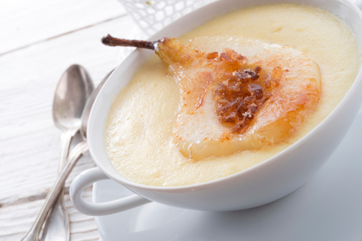 Pere gratinate su crema pasticcera