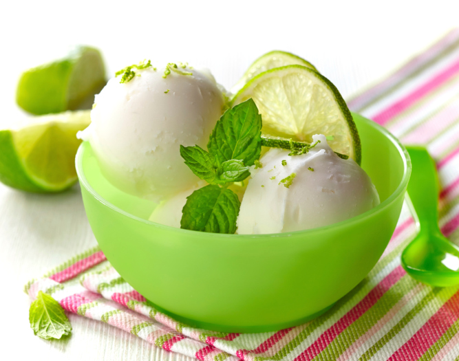 sorbetto al lime e menta