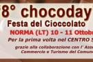 Chocoday – Festa del Cioccolato, 10-11 ottobre a Norma (LT) Chocoday – Festa del Cioccolato, 10-11 ottobre a Norma (LT)