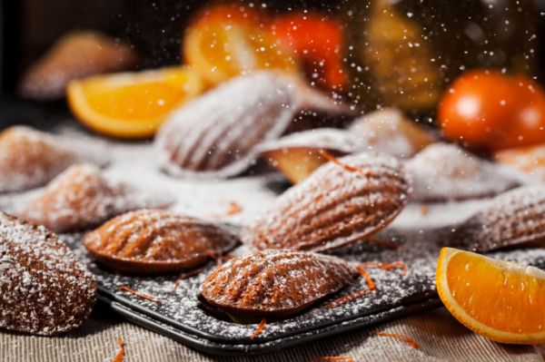 Madeleine, uvetta, Madeleines al cioccolato e arancia