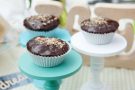 Muffin alla menta con glassa al cioccolato