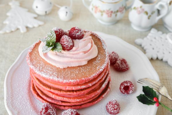 Red velvet pancakes