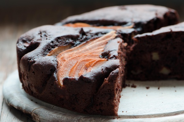 torta vegana banane, pere e e cioccolato