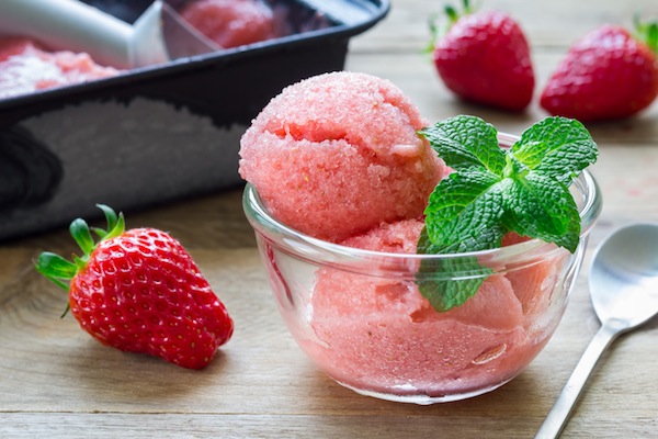 sorbetto di fragole, sorbetto, fragole