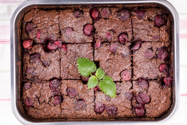 clafoutis cioccolato, fragole